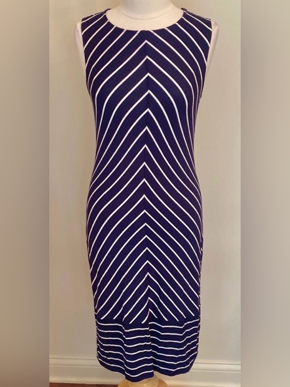 Charlie Paige Billie Blue White Striped S Yacht Rock Preppy Nautical Boho Dress